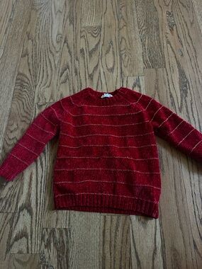 Jessica Simpson Kids Cozy Red Metallic-Thread Crewneck Sweater